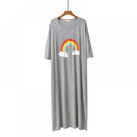 

Summer Short-sleeved Nightdress Cute Cartoon Sweet Girl Dress Large Size Loose Home Nightdress