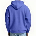 thumbnail image 4 of Qwertyu Mens Hoodies Waffle Knit Half-Zip Drawstring Hooded Sweatshirts Loose Fit Long Sleeve Solid Color Oversized Streetwear Royal Blue 3XL, 4 of 4