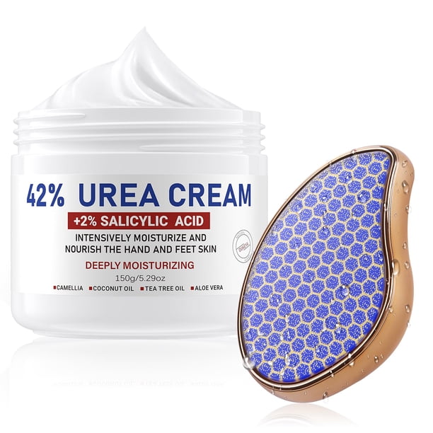Crema de urea OUKEYA 42% con limas para pies para piel seca y agrietada