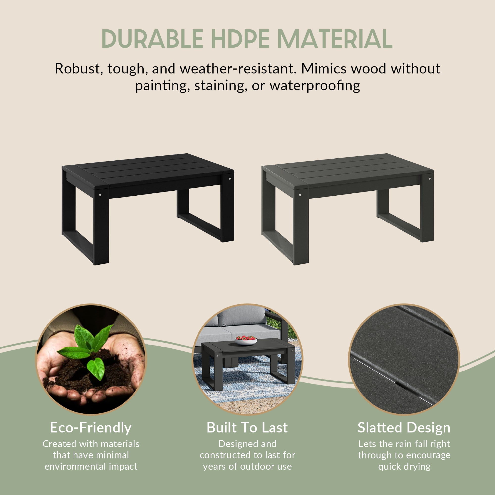 WestinTrends Montara 8-Piece Modern HDPE Outdoor Patio Furniture Conversation Set with Coffee Table and Ottomans, Black