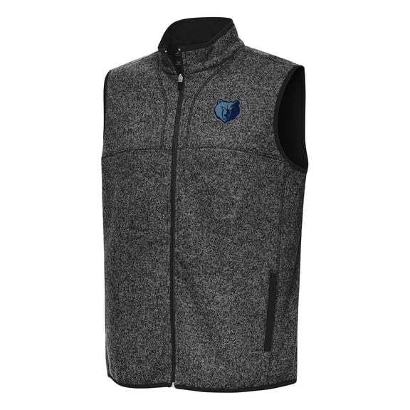 Men's Antigua Heather Black Memphis Grizzlies Fortune Full-Zip Vest