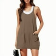 thumbnail image 2 of AOMPMSDX Womens Sleeveless Mini Dress Casual Adjustable Strap Workout Sport Tennis With Pockets Dress Coffee XL, 2 of 7
