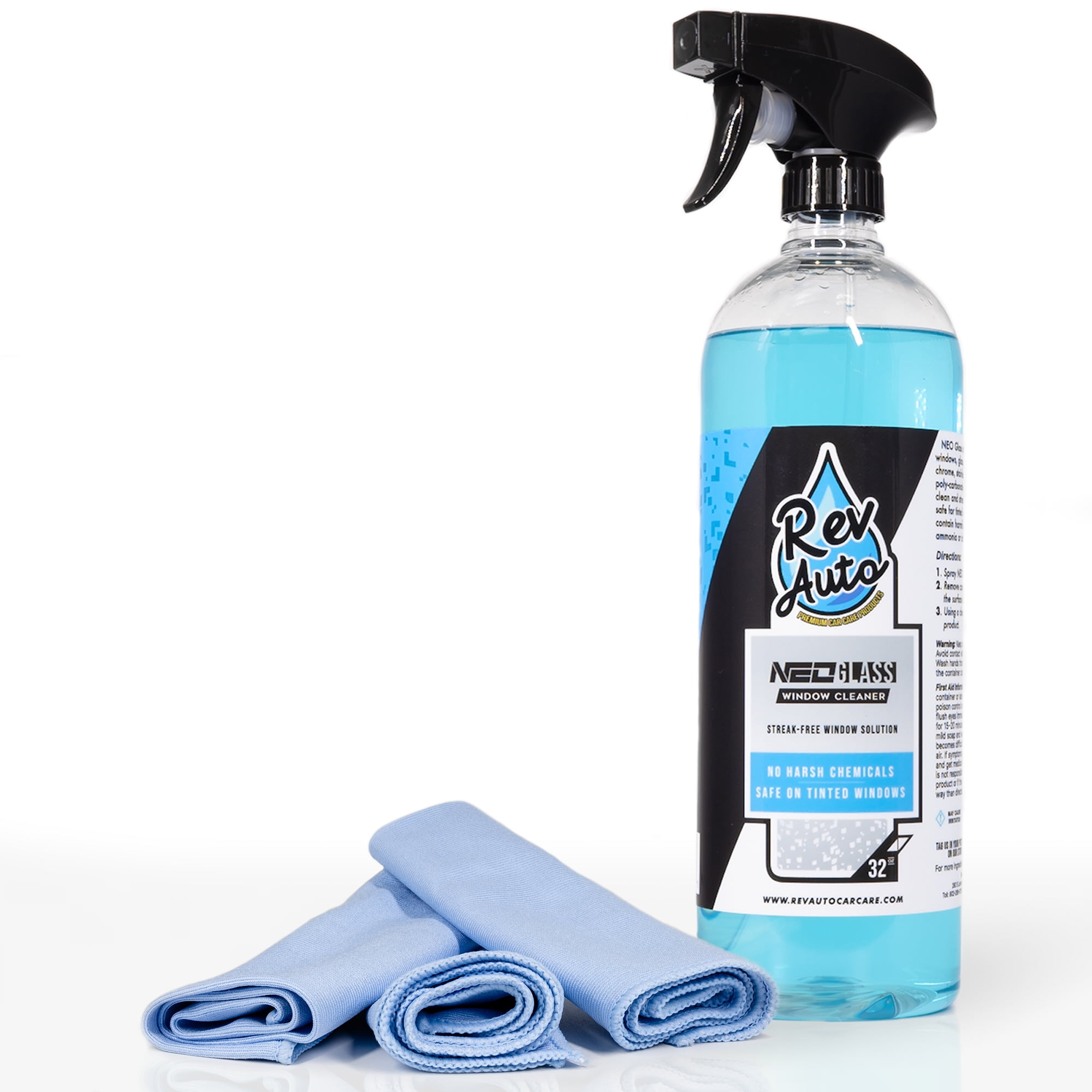 Rev Auto's Neo Glass Premium Auto Window Cleaner Ammonia Free Window Cleaner Removes