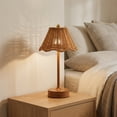 thumbnail image 6 of HAHUT Rattan Table Lamp, LED Rechargeable Cordless Boho Woven Desk Lamp with 3 Color Temperature Touch Control Dimmable for Living Room Bedroom Wedding Decor (Brown), 6 of 8