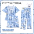 thumbnail image 2 of Conjunto de pijamas de 3 piezas para niñas, ropa de dormir de manga corta con dibujos animados, de algodón, de 4 a 14 años, 2 of 4