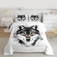 thumbnail image 2 of Castle Fairy Wolf Wildlife Queen Comforter Set Female Men,Black Grey Bedding Comforter Set, 2 of 8