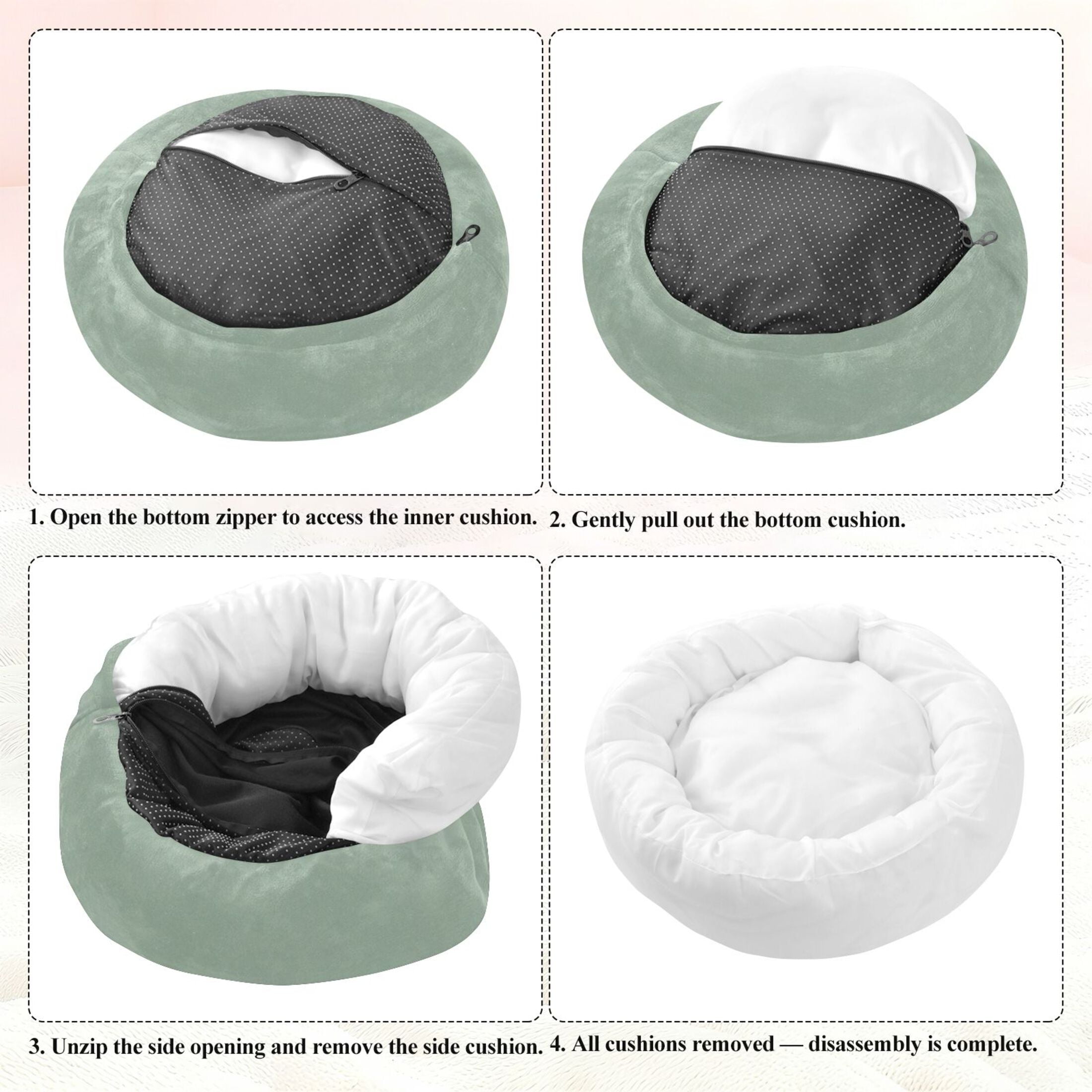 Iauyy Pet Couch Donut Cat Bed for Indoor Cats/Small Dogs Washable & Machine with Non-slip Bottom Calming Cat Furniture, Light Gray Background (M)