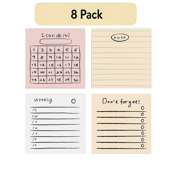 FEOLGEHLY Sticky Notes 3x3, 8 Pads (50 Sheets/Pad) - Lined Sticky Notes, Semi Transparent Sticky Notes, Pastel Sticky Notes, Self-Stick Note Pads Notes for Office Home, Memo Notes, Journals
