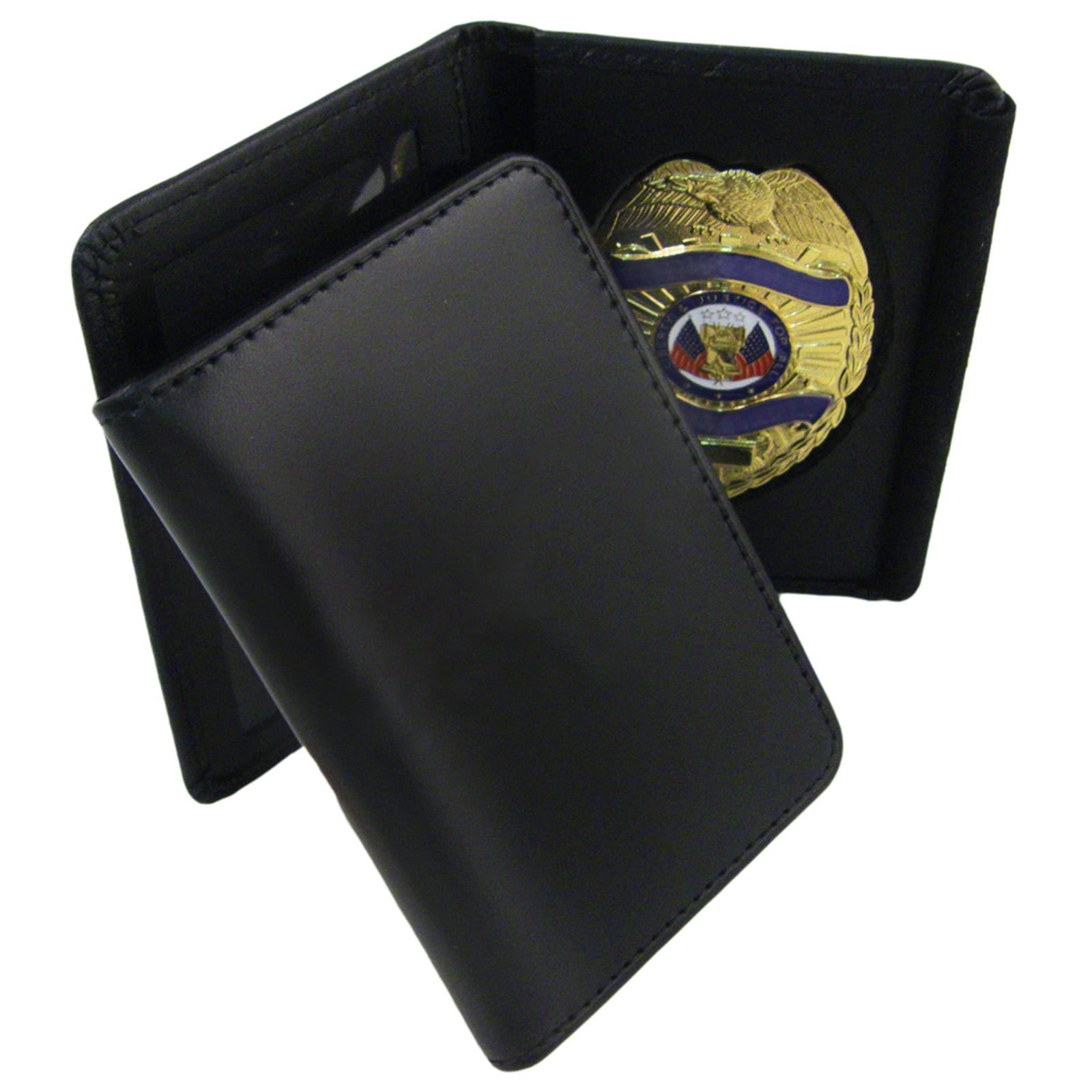 100% Genuine Leather Universal Law Enforcement Badge Holder Wallet Case ...
