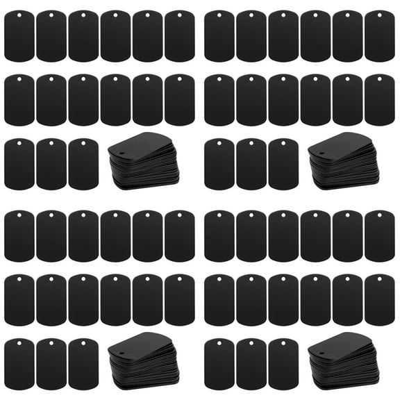 200 Pcs Metal Stamping Blanks Black for Stamping, Engraving Blanks Aluminum Stamping Blanks Keychain Blank Dog Tag