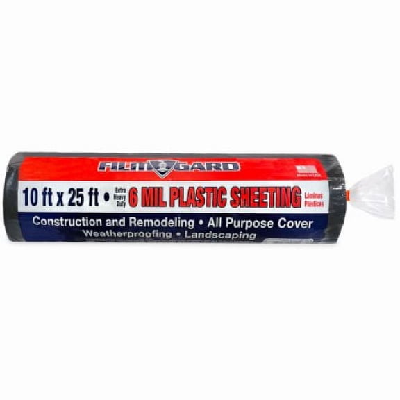 Berry Plastics 626192 Film Gard 10' x 25' 6 Mil Black Polyethylene Plastic Sheeting - Quantity of 2