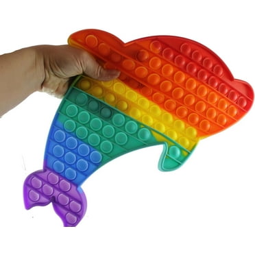1 Jumbo Dolphin Bubble Pop Fidget Toy - Silicone Push Poke Bubble Wrap Fidget Toy - Press Bubbles to Pop - Bubble Popper Sensory Stress Toy OT