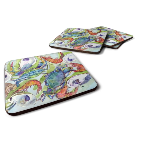 Carolines Treasures 8547FC Crab Foam Coaster Set of 4 3 1/2 x 3 1/2 multicolor