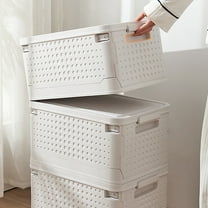 KONTONTY Closet Storage Organizer Folding Clothes Storage Box White Plastic 1Pcs