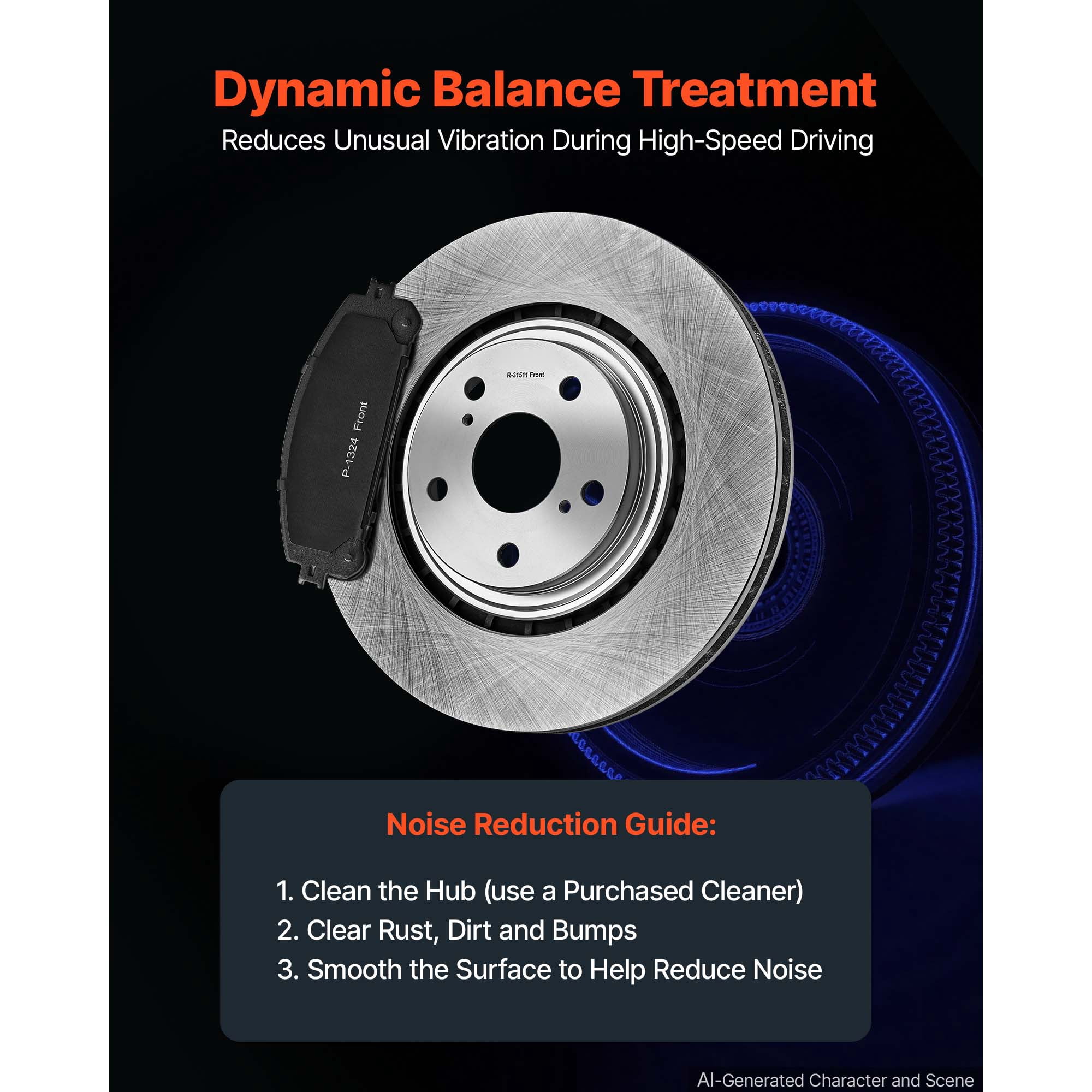 KFFKFF Front & Rear Brake Kit with Ceramic Brake Pads & Hollow Rotors, Compatible with 2010-2015 Lexus RX350, 2010-2015 Lexus RX450H, 2015-2019 Toyota Highlander, 2011-2020 Toyota Sienna