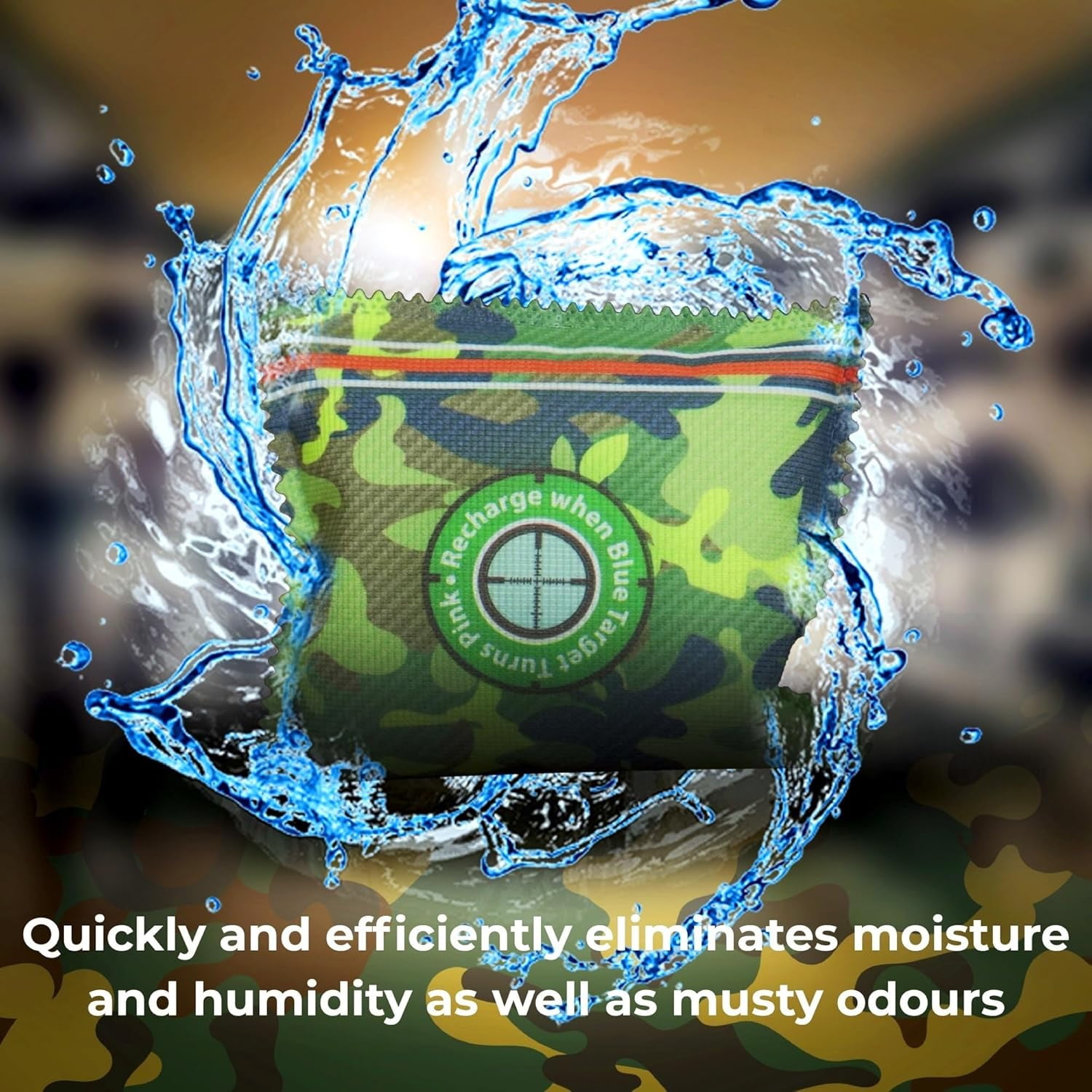 Gun Safe Dehumidifier Camouflage - Rechargeable Desiccant Bags Reusable & Absorbs Moisture Humidity 2x Pack