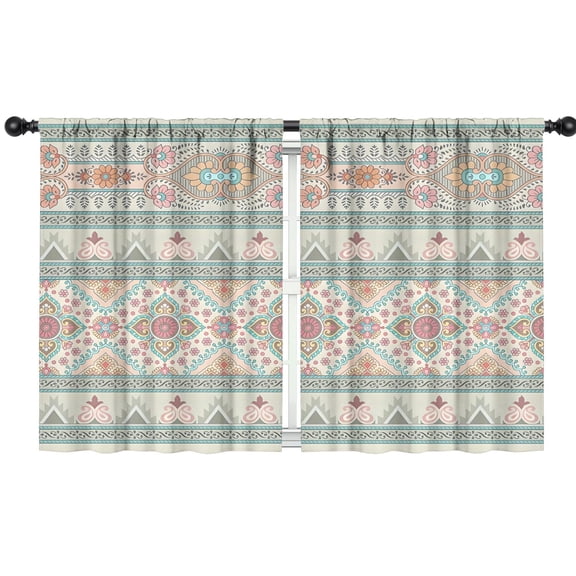 Blackout Kids Curtains,Boho Bohemia Geometric Pioneer Flower Childrens Insulated Curtains Set Of 2,Bedroom Essentials,Toddler Room Decor 42"x54"(106x137cm)