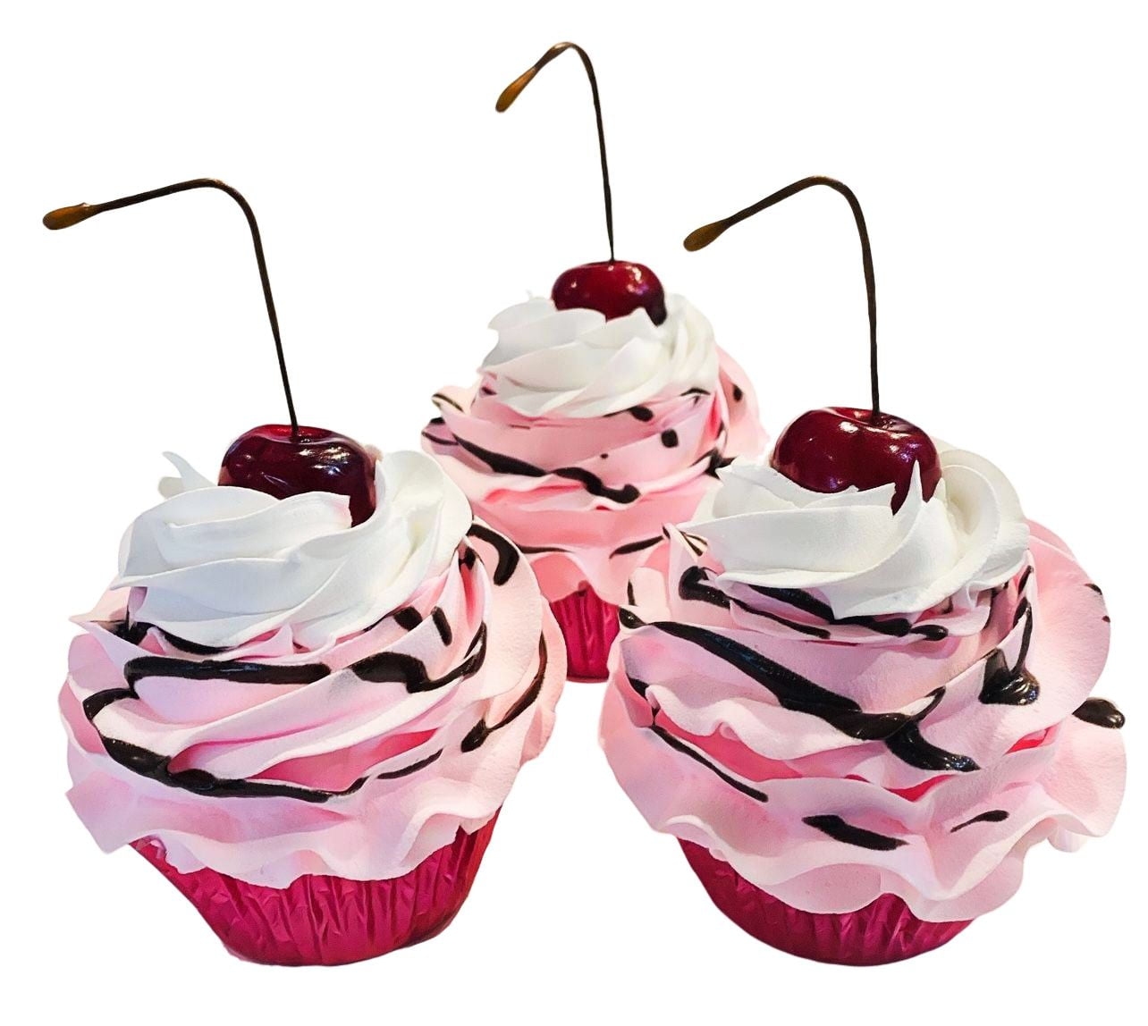 Fake Pink Cupcakes Set of 3 Pinkalie Cupcake Fake Decoration Dezicakes 
