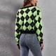 thumbnail image 4 of Cárdigan Cárdigans para mujer Abrigo Casual Rombo Enrejado Blusas Tejido Frente Abierto Suéter Corto Abrigo de Mujer, 4 of 9