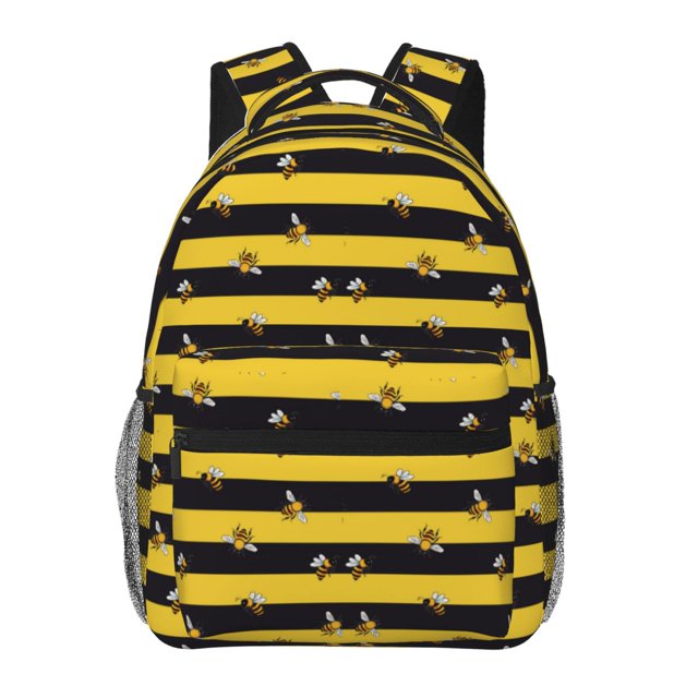 Easygdp Striped With Bees Mochila Ergonómica Versátil para Laptop - Múltiples Bolsillos, Correas Ajustables, Unisex para Escuela, Viajes y Actividades al Aire Libre-One Size