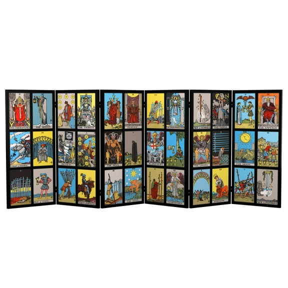 3 ft. Short Double Sided Rider-Waite Tarot Canvas Folding Screen