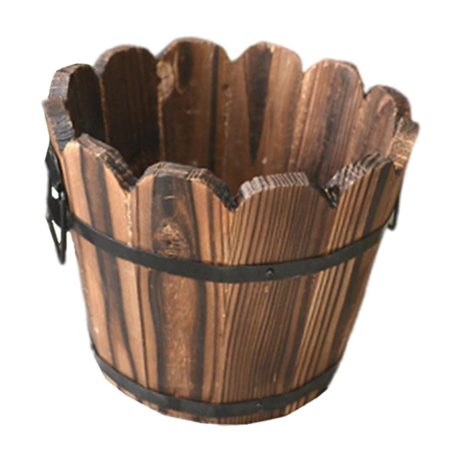koolsoo Wood Barrel Planter, Floral Arrangement Container, Gift, Unique Flowerpot Flower Holder for Gardening Lover Yard Indoor Patio