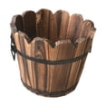 thumbnail image 5 of koolsoo Wood Barrel Planter, Floral Arrangement Container, Gift, Unique Flowerpot Flower Holder for Gardening Lover Yard Indoor Patio, 5 of 8