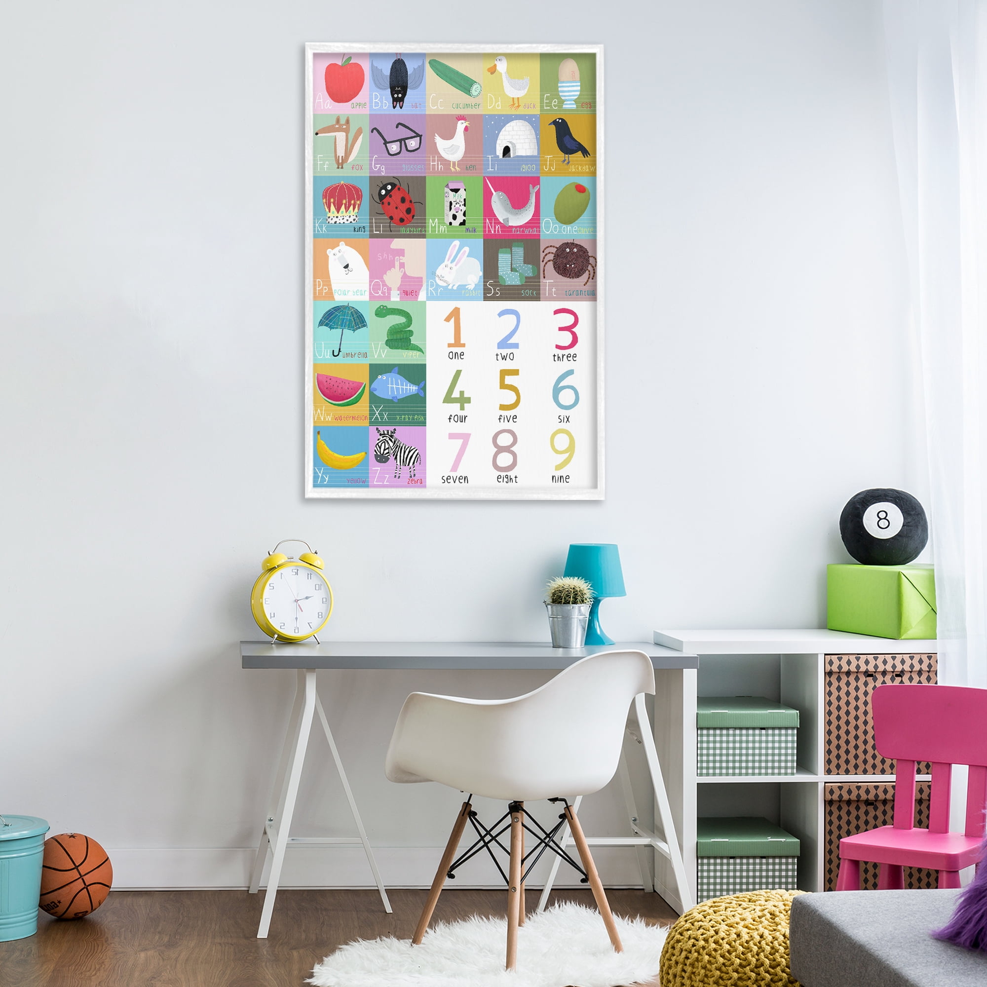 Stupell Industries Counting & Alphabet Learning White Framed Giclee Art, design by Carla Daly
