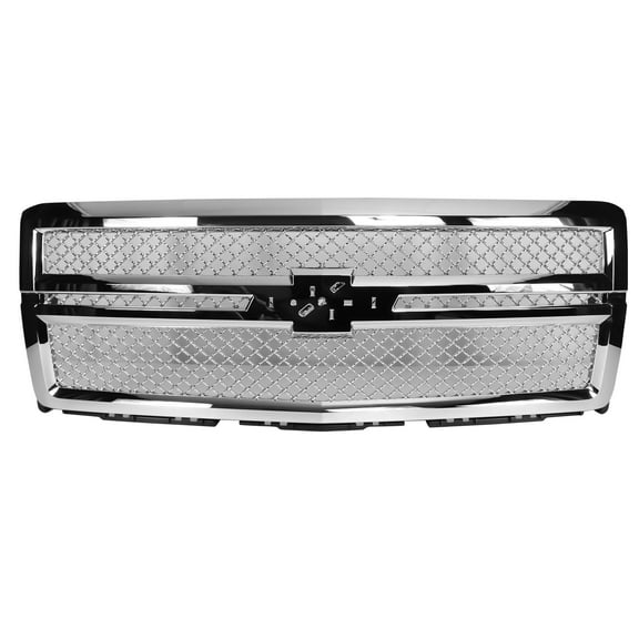 Ikon Motorsports Compatible with 14-15 Silverado 1500 B Style Front Upper Grille With Moulding ABS 2014 2015