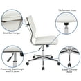 thumbnail image 6 of Flash Furniture Mid-Back Armless White LeatherSoft Contemporary Ribbed Executive Swivel Office Chair, 6 of 15