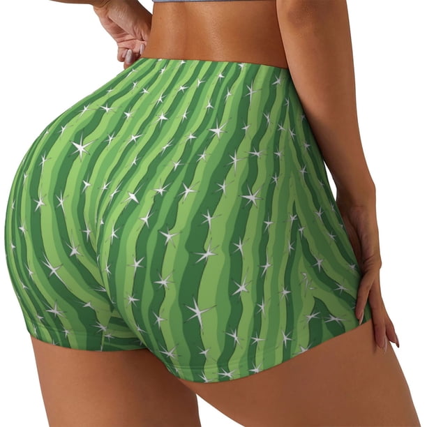 Fotbe Cactus Shorts Sin Costuras – Shorts Deportivos de Cintura Alta para Mujer, Elásticos para Gimnasio, Yoga, Running o Ciclismo-Medium