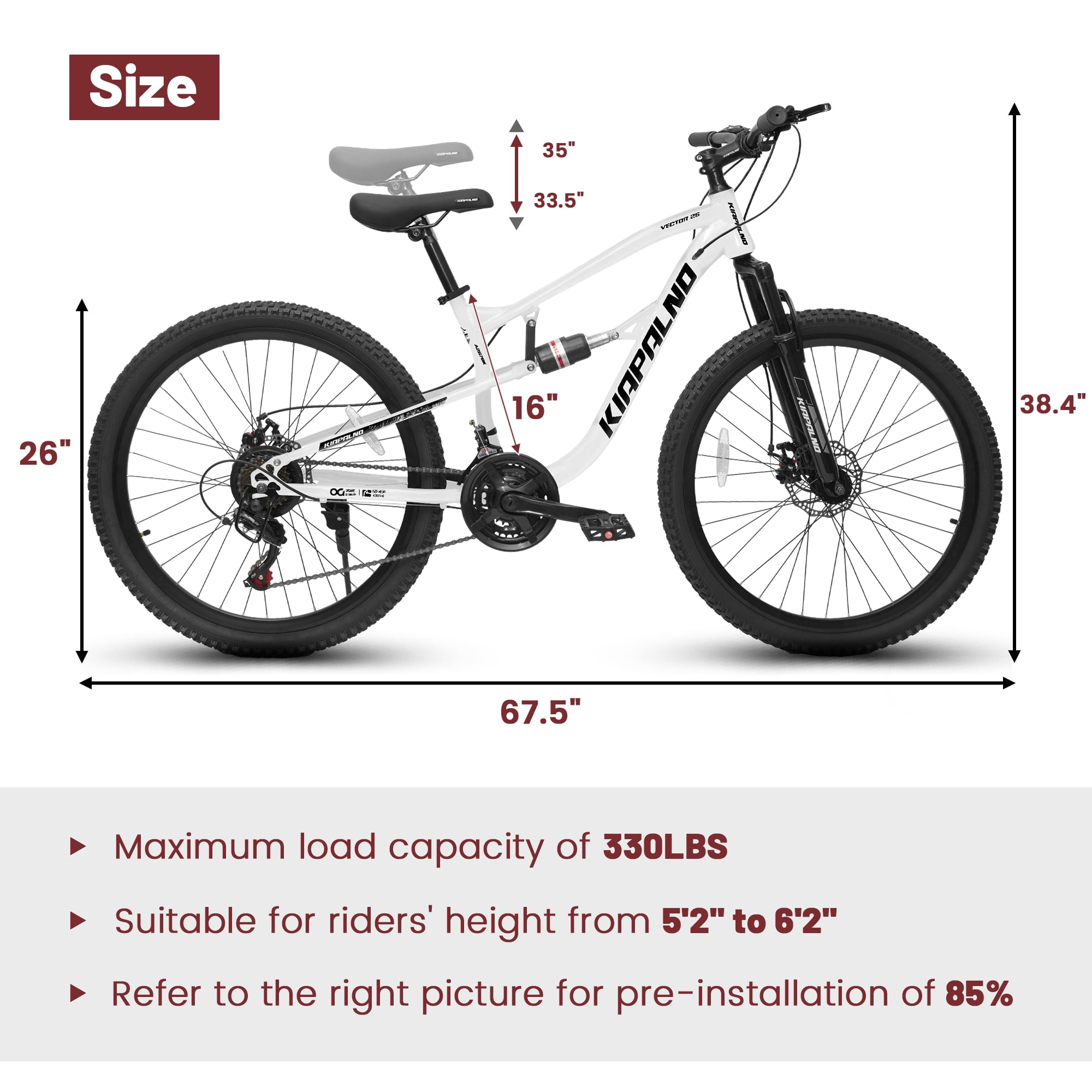Ecarpat 26 inch Mountain Bike Full Suspension, 21 Speeds Dual Disc Brake Men Boys Bike for 10+ Years, Carbon Steel Frame, Trail Beach Snow Commuter City Bikes, Birthday Gift Choice