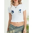 thumbnail image 6 of Yunliwuli Women's Summer Fitted Crop Tops Short Sleeve Crewneck Solid Color/Pattern Print Cropped T-shirt, 6 of 9