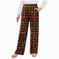 thumbnail image 2 of UAYOTSE Boys Plaid Pajama Bottoms Micro Fleece Lounge Pants Drawstring Waist Kids Sleep Clothes with Pockets,Sizes 12-13 Years, 2 of 5