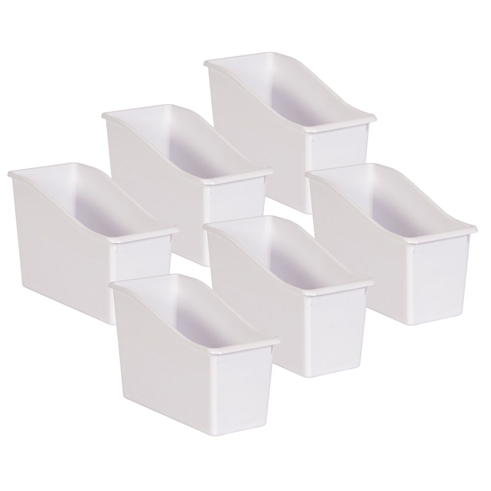 (6 Ea) White Plastic Book Bin