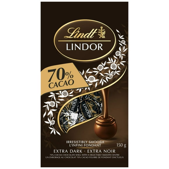 Lindt LINDOR 70% Cacao Dark Chocolate Truffles, 150-Gram Bag, 150 g