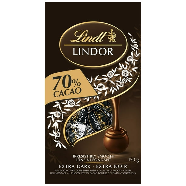 Truffes LINDOR au chocolat noir à 70 % de cacao de Lindt – Sachet (150 g)  150 g 