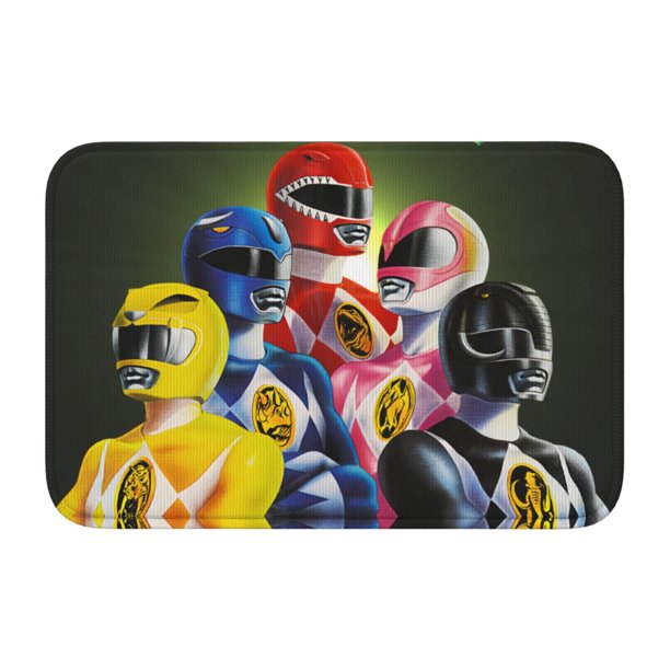 Alfombra con dobladillo personalizado de Power Rangers para interiores, para el hogar, el dormitorio, el baño, la cocina, alfombra decorativa para el suelo, alfombra con absorción de agua de 40 x 60