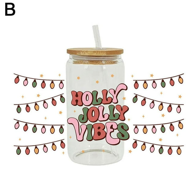Christmas UV DTF Transfer Cup Wrap TransferSticker Sticker GlassCoffeeCup Z9F6