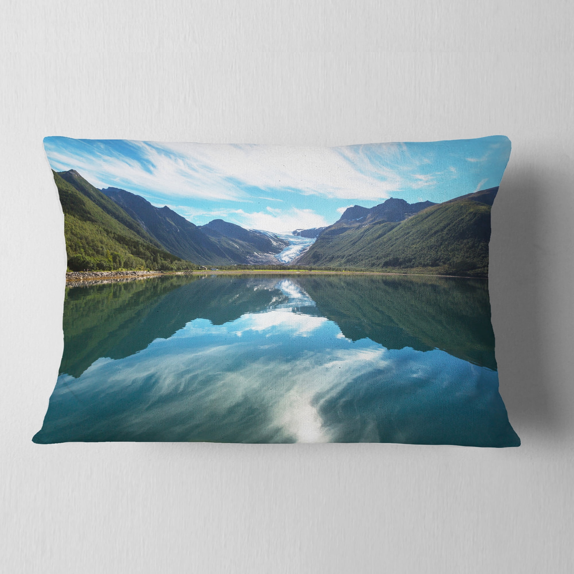 Designart 12" x 20" Green Polyester Throw Pillow