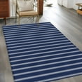 thumbnail image 4 of 4x6Ft Area Rugs Navy Blue Striped Non-Skid Rubber Backing Large Rectangle Rugs - Living Room Bedroom Home Office, Navy Blue White Farmhouse Stripes Indoor Floor Mat Carpets Washable Rug, 4 of 9