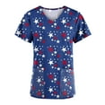 thumbnail image 2 of Liquidation d'Économies d'Été RKSTN Blouse d'Uniforme Décontractée pour Femme à Col en V à Manches Courtes pour la Fête de l'Indépendance, Haut de Sarrau Imprimé avec Poches, 2 of 4