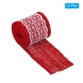 thumbnail image 3 of Unique Bargains 2.4' Wide 2.2 Yards Burlap Ribbon White Lace Roll Wrapping Fabric Crafts Roll Red 2 Pack, 3 of 6