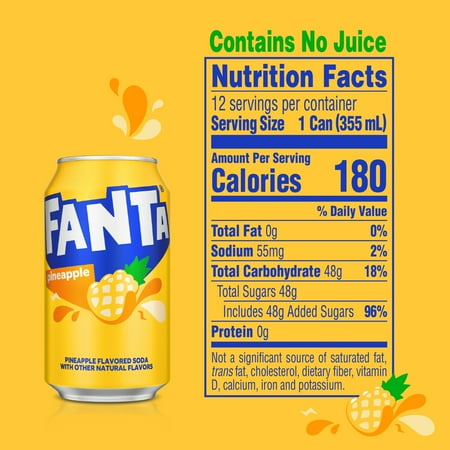 Fanta Pineapple Soda Pop Fridge Pack, 12 fl oz, 12 Pack Cans