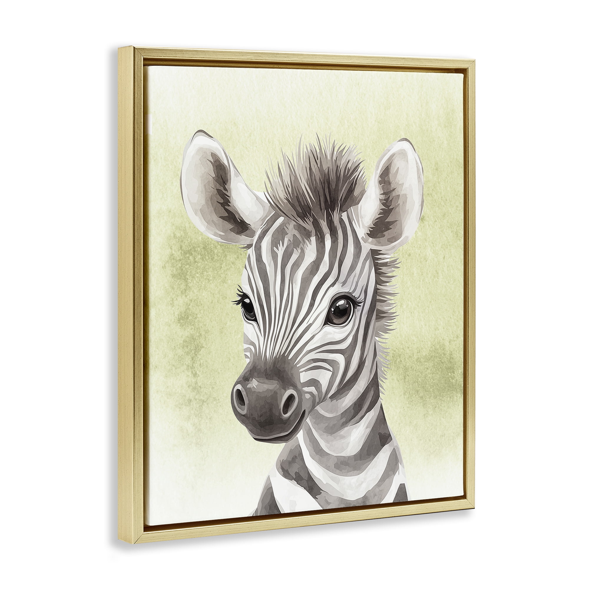 Stupell Industries Jungle Friends Baby Zebra Gold Framed Floater Canvas Wall Art, design by Christine Simpson Art