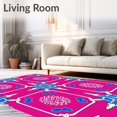 thumbnail image 2 of ODIKA 8'x10' Machine Washable Non-Slip Area Rug, Crystal Lattice Snow Elegance Intricate Interlocking Holiday Motifs High Traffic Rug with Pad, Pink, 736674, 2 of 8