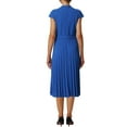 thumbnail image 3 of Vestido plisado de mujer Inspire Chic con cuello simulado, mangas cortas, cinturón y corte A en talla 2XL, color azul real, 3 of 6