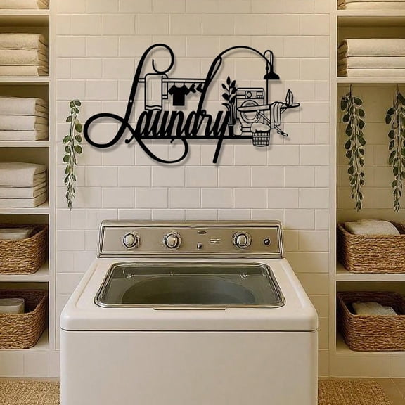 Charming Vintage Metal Laundry Room Sign, Farmhouse Wall Decor with Holiday Themes - Perfect Christmas & Halloween Hanging Art for Bathroom,  Living Room, Easy Install House Decor for Modern Homes