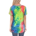 thumbnail image 4 of Qarigey Camiseta de mujer con cuello en V de manga corta Camiseta de mujer con cuello en V Top Tie Dye Blusa informal de verano Prendas para la parte del cuerpo Amarillo 3XL Qarigey AP003160-12, 4 of 6