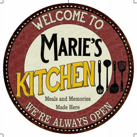 Marie's Kitchen 12" Round Metal Sign Bar Game Room Wall Déco 200120040046